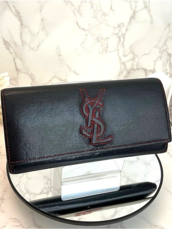 Yves Saint Laurent Handbags - VINTAGE YVES SAINT LAURENT Continental Flap Wallet, Black Leather GUC